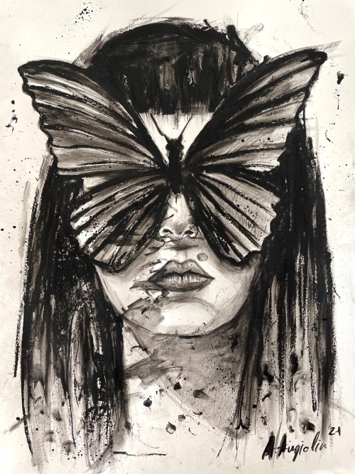 Black Butterfly Woman Portrait